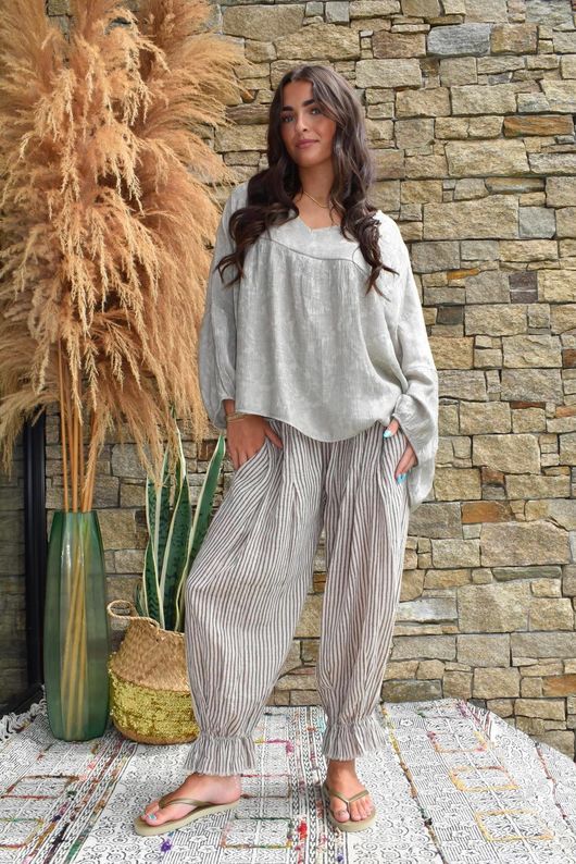 Kiti Paisley Damask Artist Smock Mocha